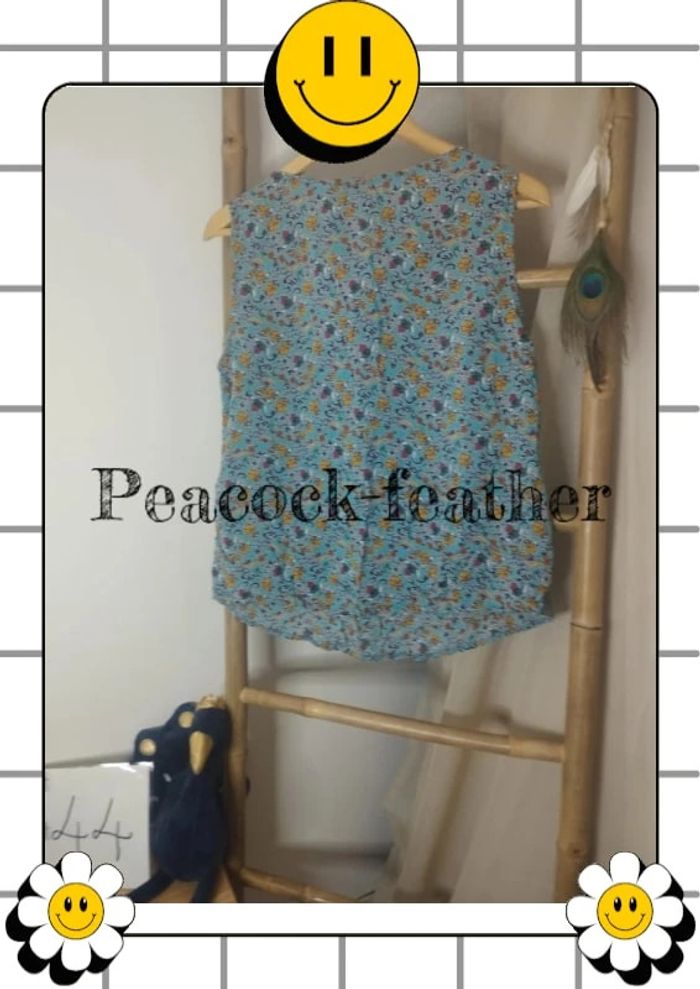 Débardeur bleu fleuri 44 - photo numéro 4