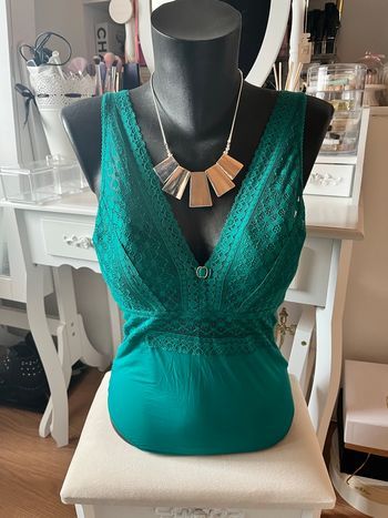  Body dentelle vert Tissaia T34/36 TBE 💚