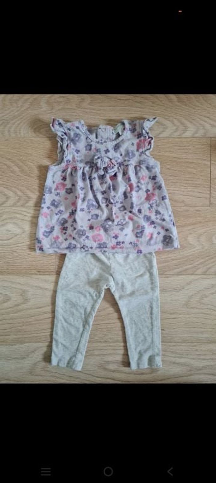 Ensemble été violet fleurs 18 mois