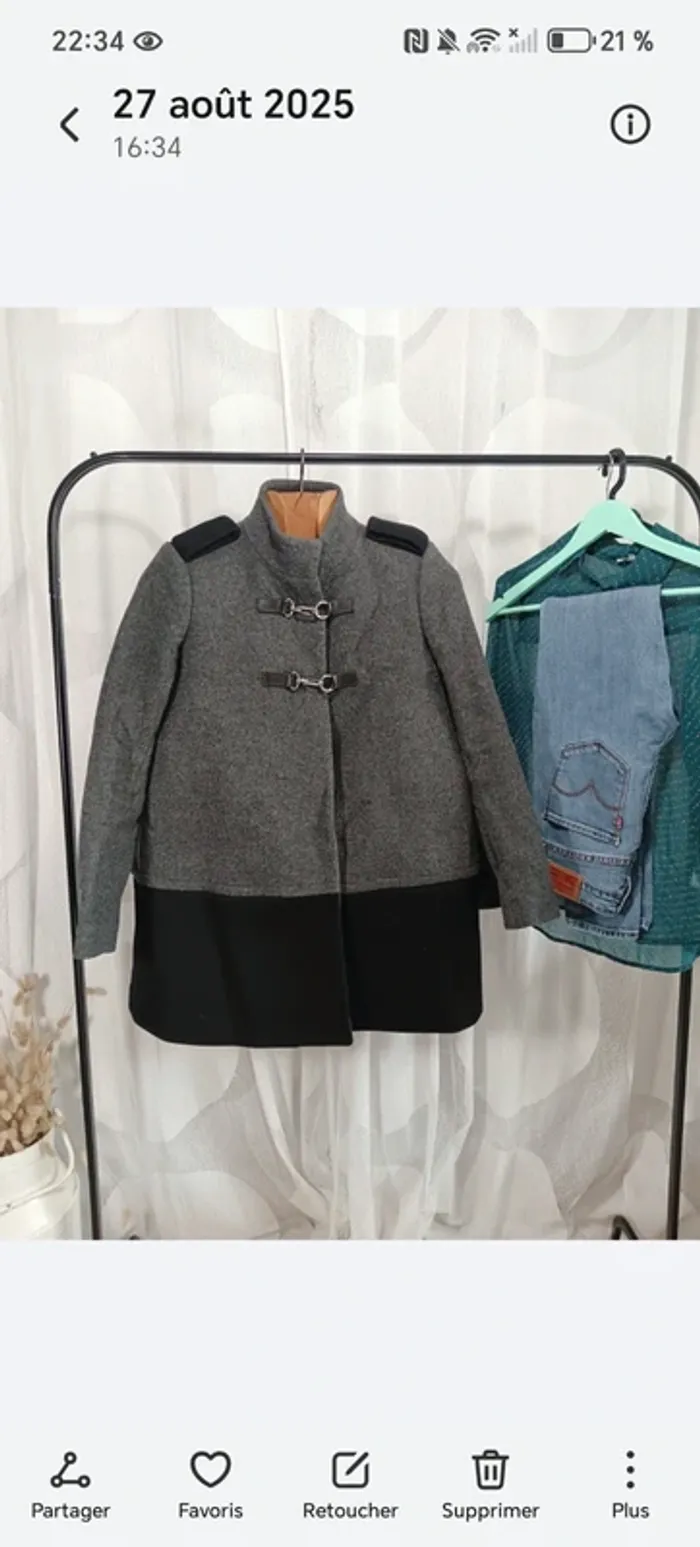 Maje "manteau ample gris anthracite et noir" t. 38 - photo numéro 4