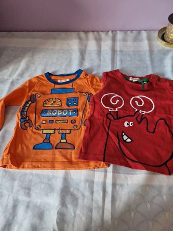 Lot 2 t-shirts manches longues 9 mois