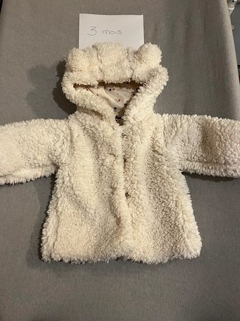 Manteau bébé en moumoute blanc - 3 mois