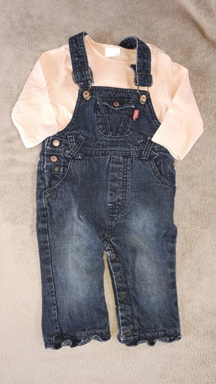 Ensemble fille salopette t-shirt 9 mois - photo numéro 2