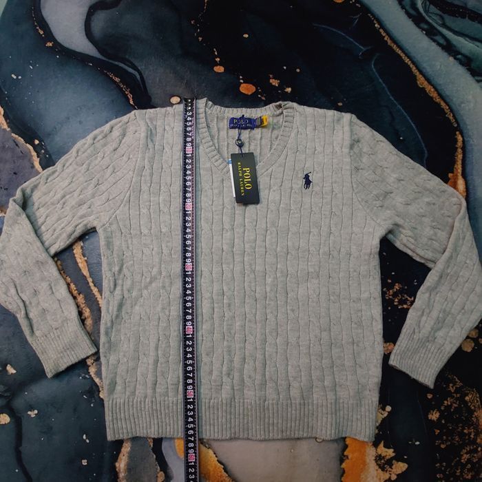 Pull col V Ralph Lauren Taille L - Gris - photo numéro 5