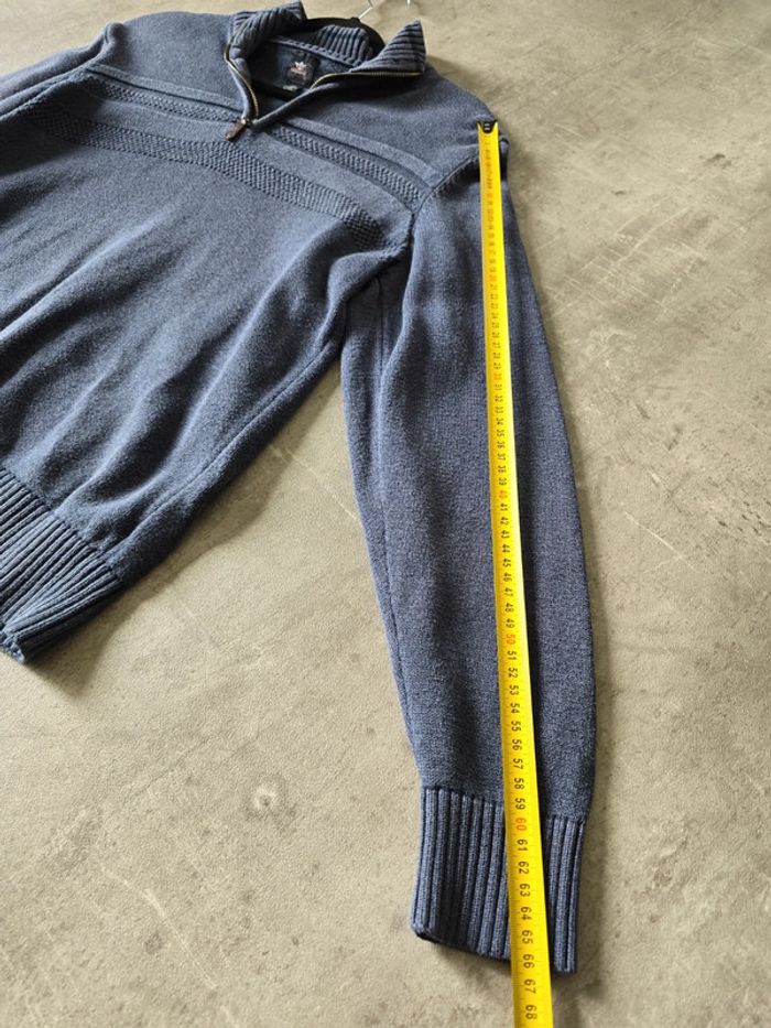 Pull Dockers bleu col montant zippé en maille texturée homme taille S - photo numéro 7