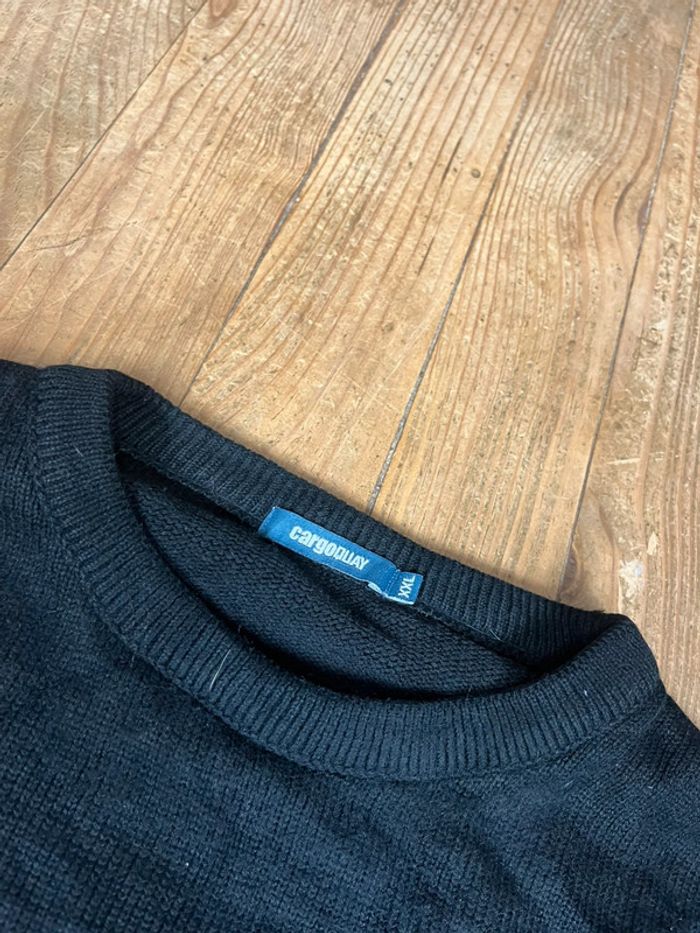 Pull vintage maille motifs rayures noir XXL - photo numéro 6