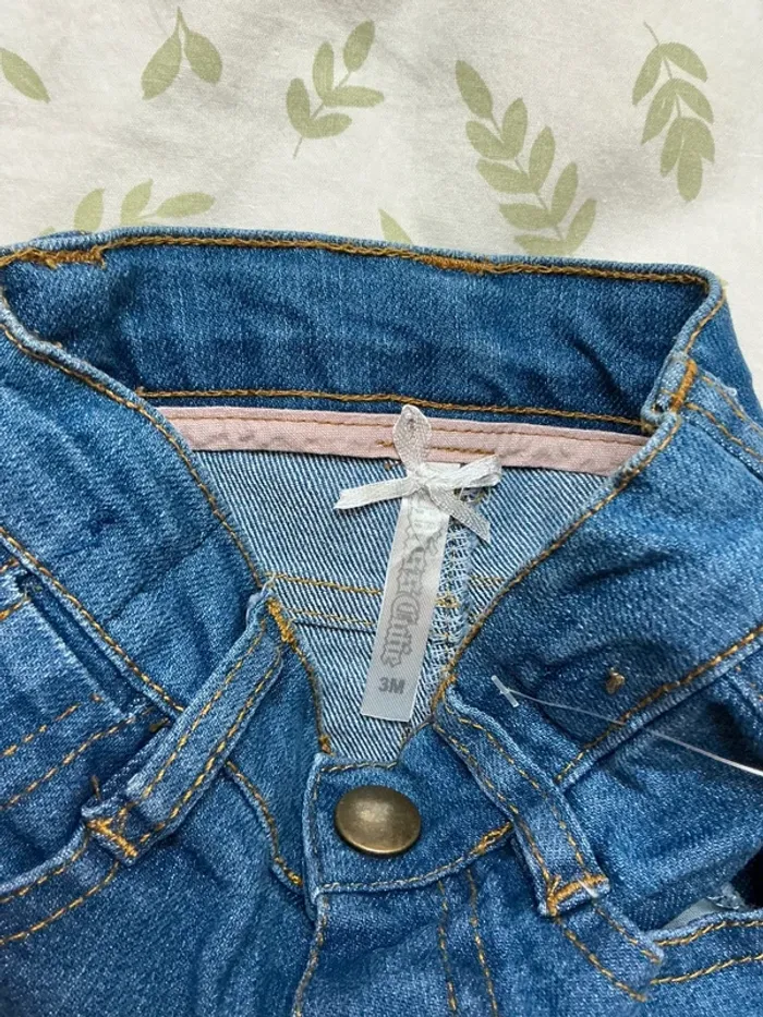 jean slim bleu taille réglable 3 mois miss cutie - photo numéro 4