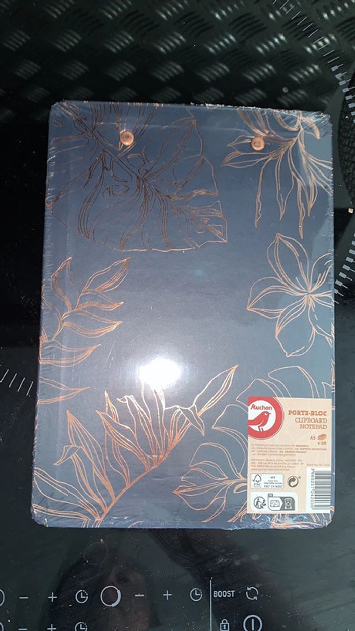 Porte-bloc note fleur noir doré - photo numéro 2