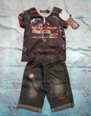 Joli ensemble tee-shirt et pantacourt 12 mois RG512 NEUF