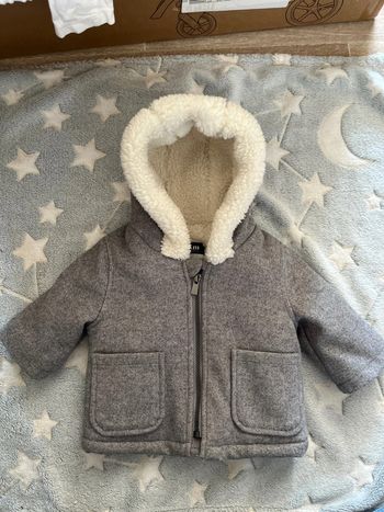 Manteau hiver polaire gris chiné