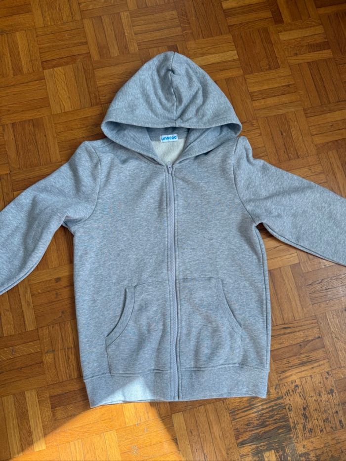 Sweat à capuche gris en coton moumoute à l’intérieur - photo numéro 2