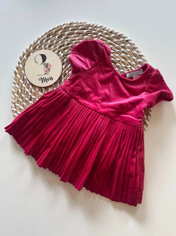 Robe velours plissée rose Obaibi - Taille 3 mois