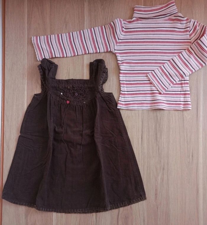 Robe velours marron sergent major 3 ans fermeture éclair invisible col roulé 4,5 ans kids graffiti