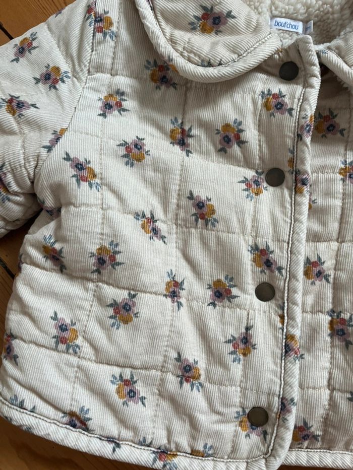 Manteau beige fleurs moumoute Bout’chou - photo numéro 3