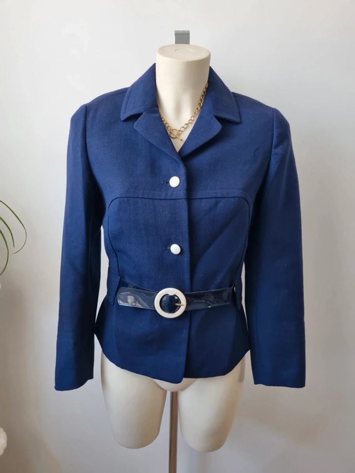 Veste en laine bleu marine annee '70 - photo numéro 7