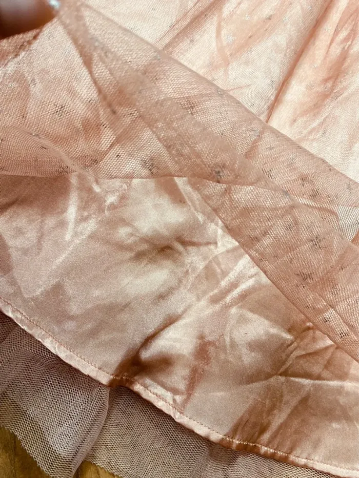 Taille 3 ans robe de cérémonie fille Orchestra rose pâle argenté * tulle étoiles broderie * 🩷 - photo numéro 4