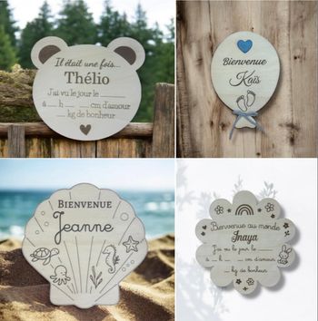 Thème au choix pancarte prénom naissance 