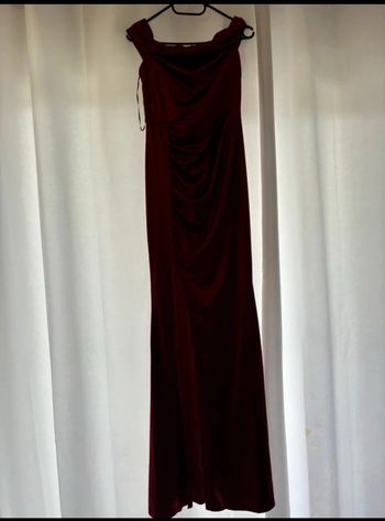 Robe longue bordeaux élégante effet velours - Parfaite pour soirée ou mariage