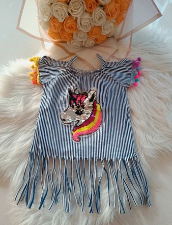Blouse a frange bébé fille licorne 🦄