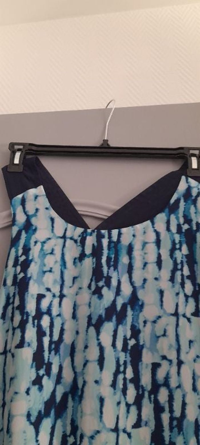 Robe évasée ample bleu et blanche