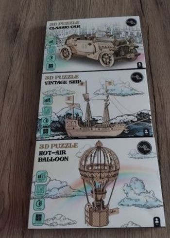 Lot de 3 Maquette en bois/puzzle 3d crafts&co