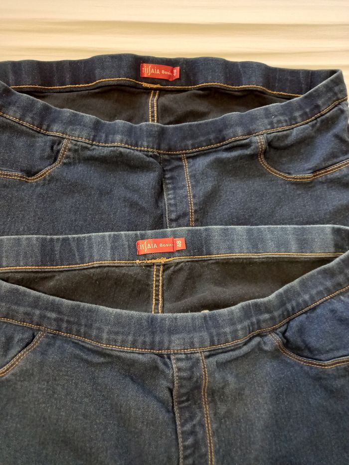 Lot de deux jeggings femme taille 48 couleur bleu jean. - photo numéro 2