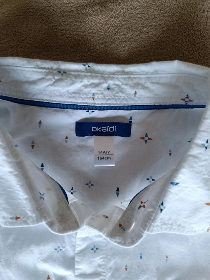 Chemise blanche à motifs Okaidi taille 14 ans - photo numéro 3