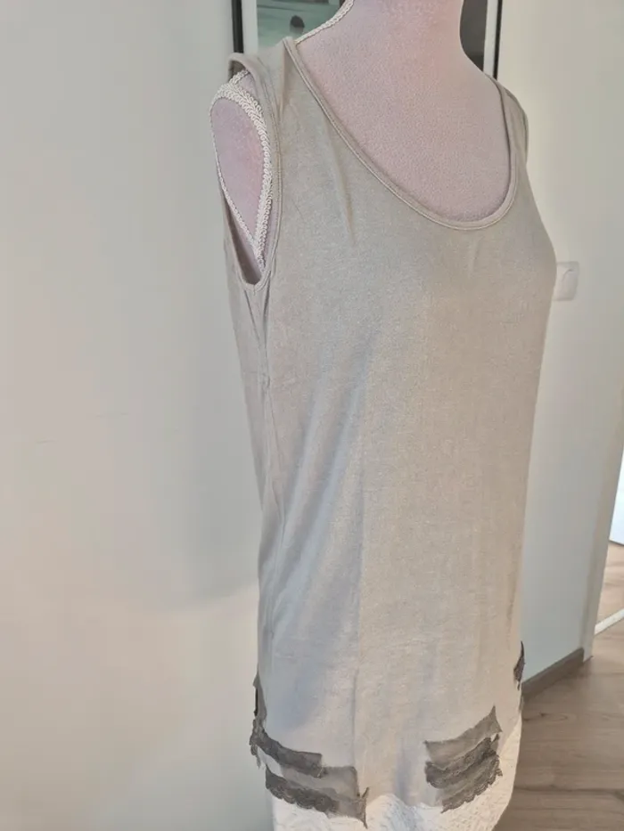 Débardeur long beige
