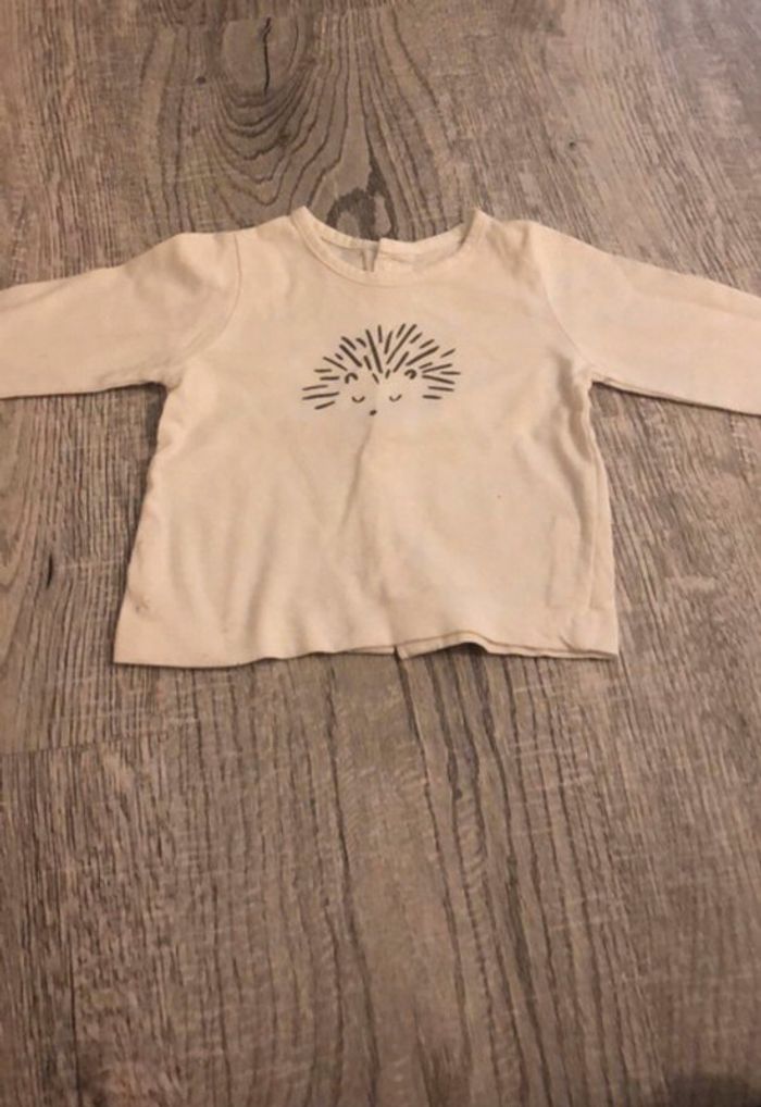 T-shirt ML motif hérisson - Grain de blé - 3 mois
