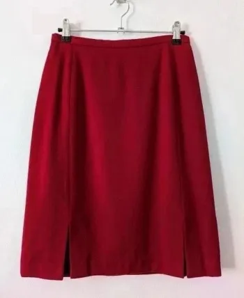 Jupe vintage rouge en laine et cachemire - Caroll - taille XS