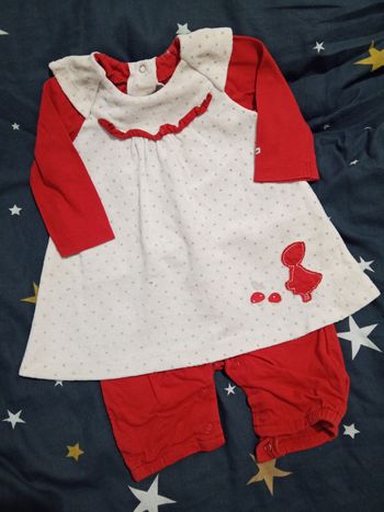 Ensemble rouge/blanc _ 3 mois 