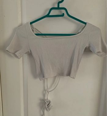 Haut stradivarius M blanc à lacets