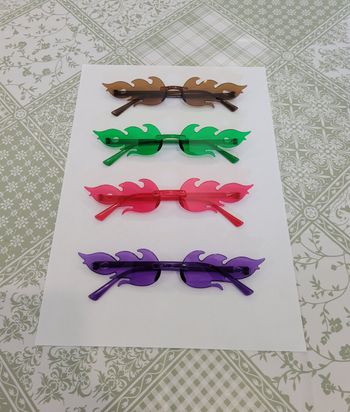 Lot de 4 paires lunettes flamme fetes disco années 80