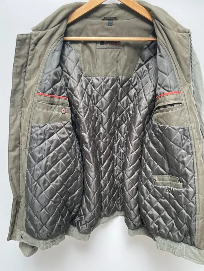 Manteau Jacket B Stone Micro khaki green Mens Size 54 - photo numéro 10