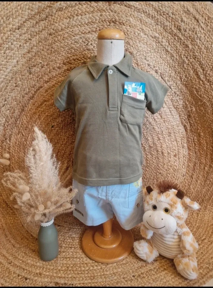 Neuf jolie ensemble polo et short simba en lin garçon 12 mois