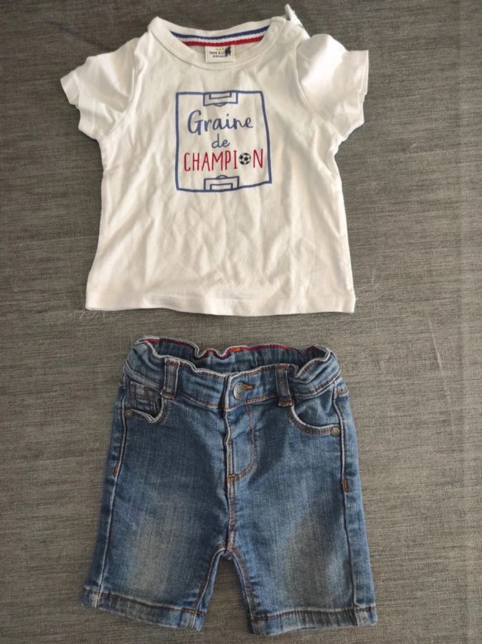 Short en jean et t-shirt Tao 6 mois
