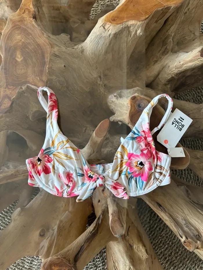 Haut de maillot de bain Billabong fleur blanc femme noeud - photo numéro 2