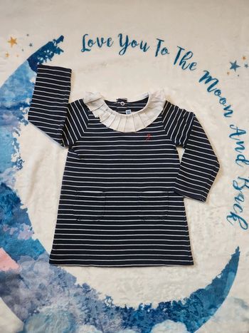 Robe bébé 18 mois 81 cm marinière avec collerette blanche