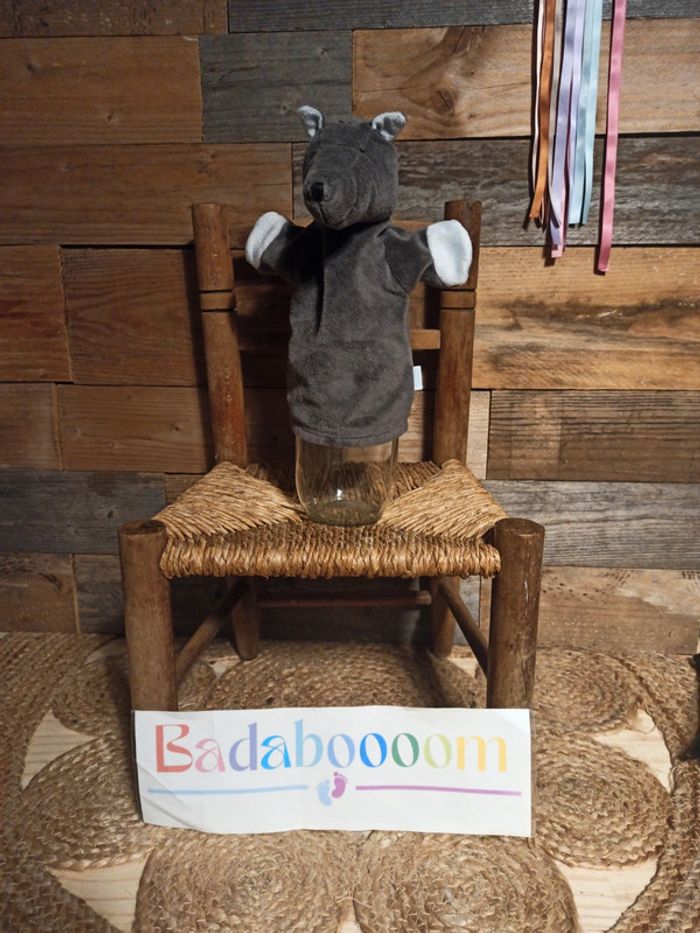 peluche marionnette loup jacadi tbe
