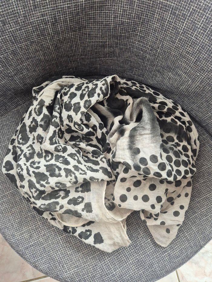 Snood Imprimé Léopard & Pois Noir & Beige - photo numéro 1