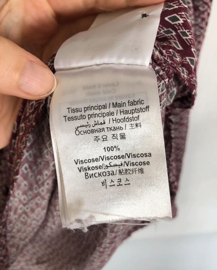 Blouse graphique violine à lavallière Bonobo XS / 34 36 comme neuve - photo numéro 19