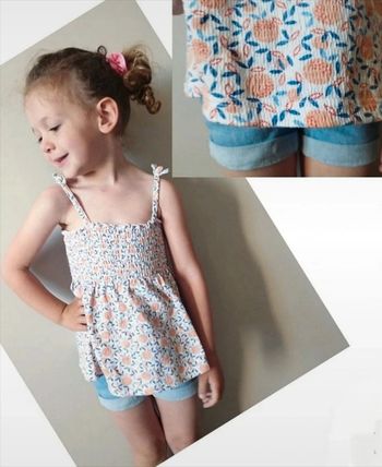 3-4 ans ensemble été blouse Okaïdi ( 4 ans étiquette coupée) short kiabi (3 ans)