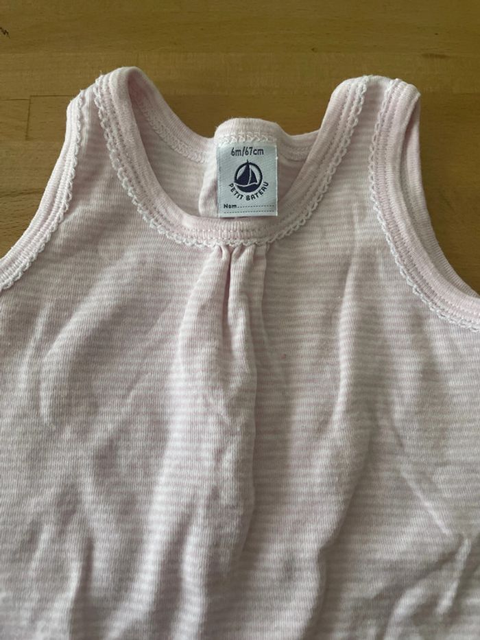 Barboteuse marinière blanche et rose petit bateau 6 mois - photo numéro 2