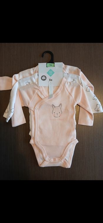 Lot de 3 bodies fille manches longues 1 mois