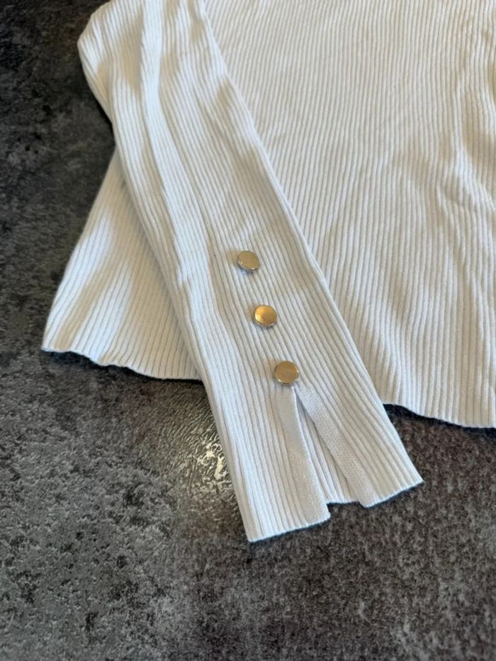 Pull blanc col roulé femme M - photo numéro 2