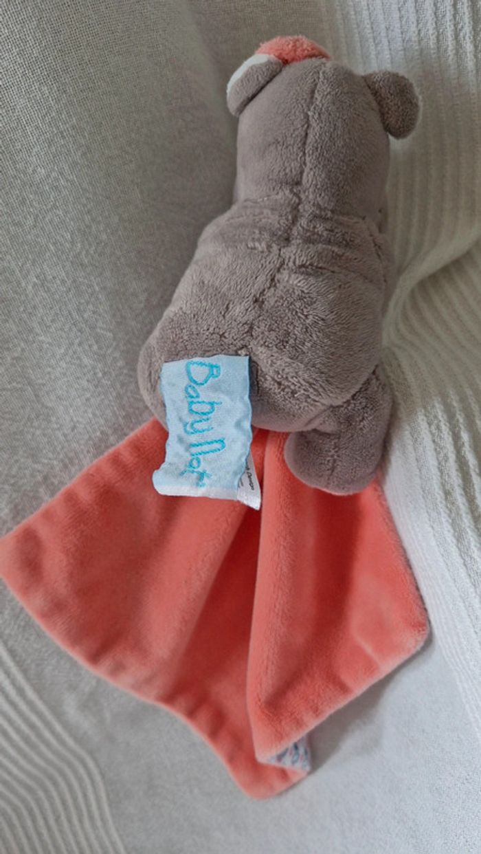 Doudou avec mouchoir  hippopotame  rose Babynat - photo numéro 4