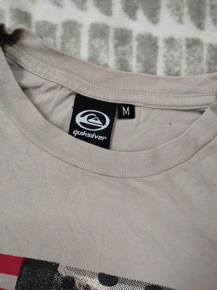 Tee-shirt manches courtes imprimé beige Quicksilver taille 38 M - photo numéro 3
