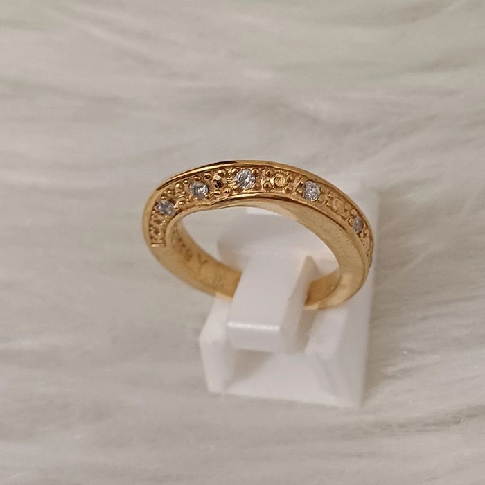 Bague carré y doré à l'or fine et pierre zircon - photo numéro 2