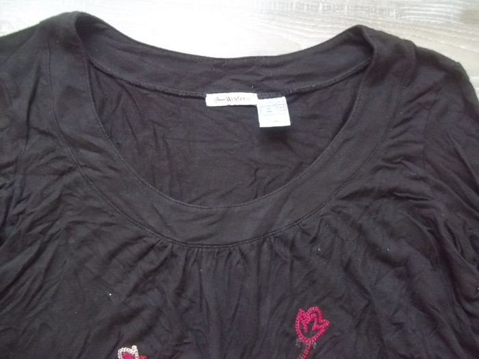 Blouse viscose marron brodée Anne Weyburn 46/48 - photo numéro 2