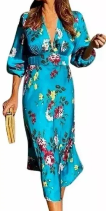 Robe élégante Zara taille L 40 toute satiné floral